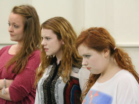 The witches in rehearsal